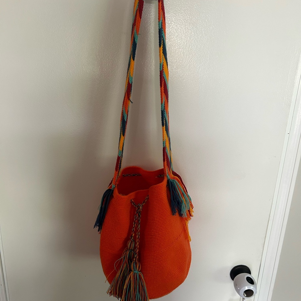 Boutique bag- Vibrant Orange Woven Shoulder Bag